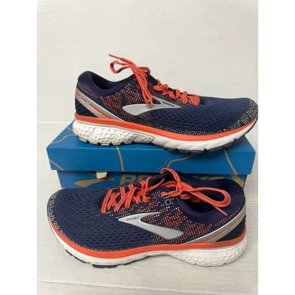 -974 Brooks Ghost 11, Navy/Orange, Womens Running Shoes-US 9.5 Womens