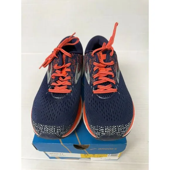 -974 Brooks Ghost 11, Navy/Orange, Womens Running Shoes-US 9.5 Womens