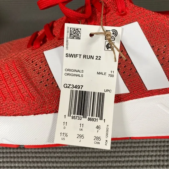 🆕 Adidas Swift Run 22 Running Athletic Shoes Men's Size US 11.5 Red GZ3497