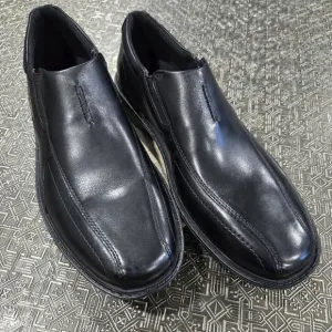 🐢 Men’s Clarks Wader Twin Slip-Resistant Black Leather Dress Work Shoes Size 9.