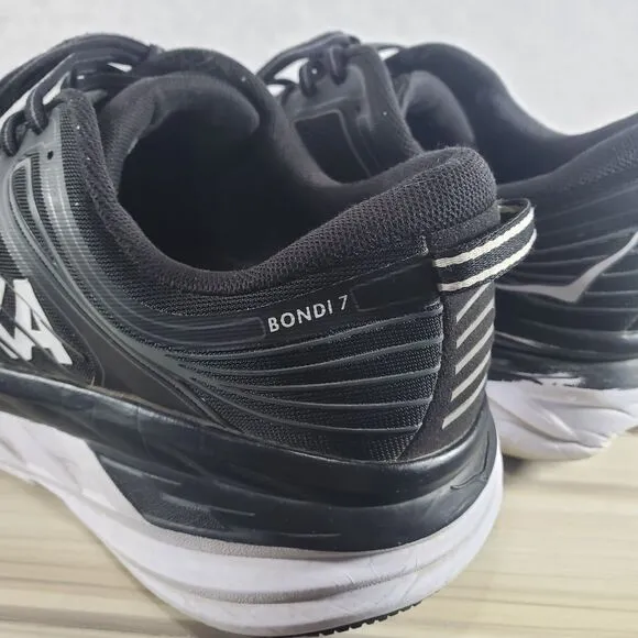11 Hoka One One Men's Bondi 7 Black White Sneakers Shoes Running