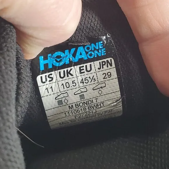 11 Hoka One One Men's Bondi 7 Black White Sneakers Shoes Running