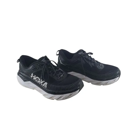 11 Hoka One One Men's Bondi 7 Black White Sneakers Shoes Running