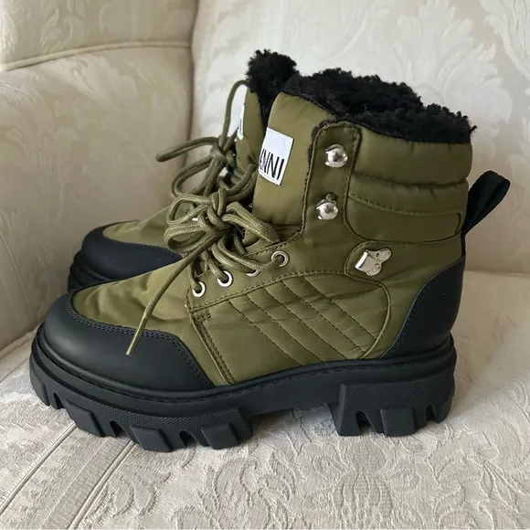 $495🔥GANNIKalamata Lace-up Hiking Boots In Green size 37