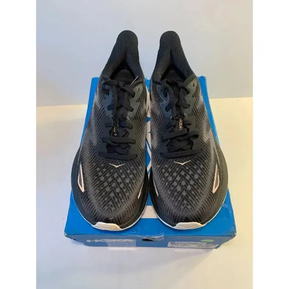 .842 Hoka W Clifton 9, Black/Gold, Womens Running Shoes-US 7 Womens