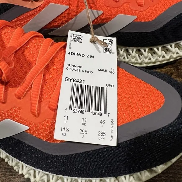 Adidas 4DFWD 2 Running Shoes Mens Size 11.5 Impact Orange Black Gray GY8421