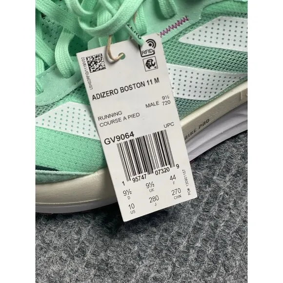 Adidas Adizero Boston 11 “Pulse Mint” Men Size 10 Running Shoes GV9064 NEW