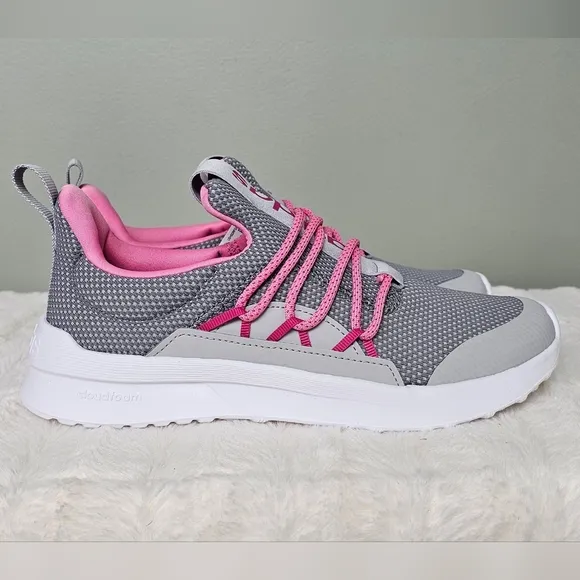 Adidas Big Kid Lite Racer Adapt 5.0K Running Shoes GRAY PINK sz 5