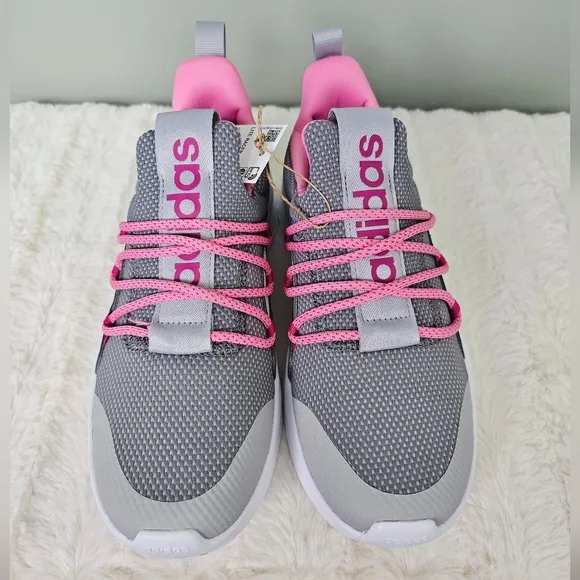Adidas Big Kid Lite Racer Adapt 5.0K Running Shoes GRAY PINK sz 5