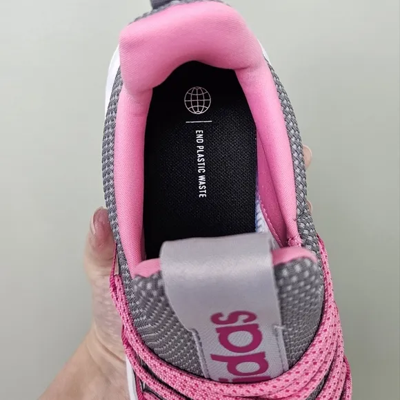 Adidas Big Kid Lite Racer Adapt 5.0K Running Shoes GRAY PINK sz 5