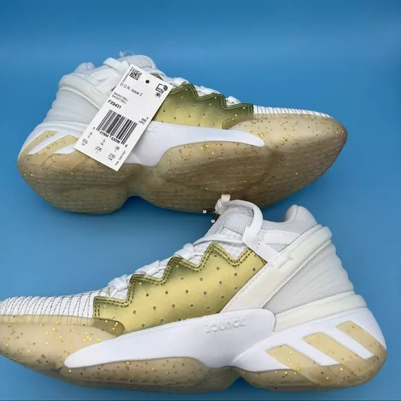 Adidas D.O.N ISSUE 2 FX9431 White/Gold Basketball Shoes SZ 5.5/ SZ 7 Womens