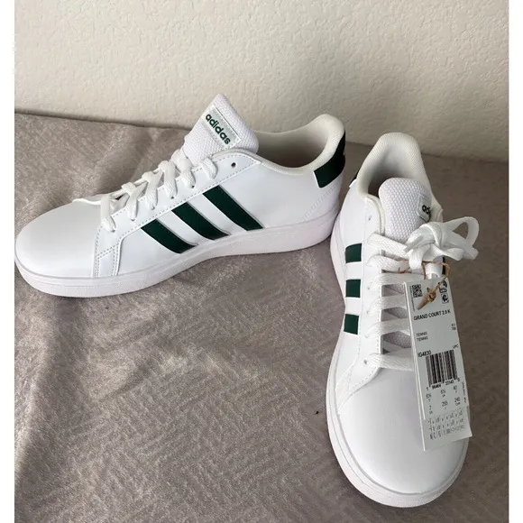 Adidas Grand Court 2.0 Sneakers Tennis Shoes Casual White Green Size 7 Youth