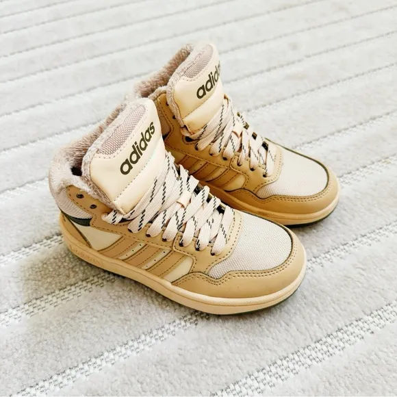 Adidas Hoop Mid 3.0 Beige and Olive Sneakers