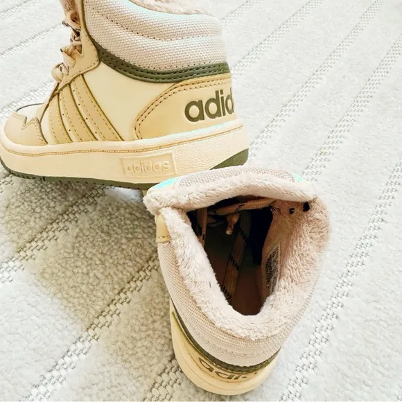 Adidas Hoop Mid 3.0 Beige and Olive Sneakers