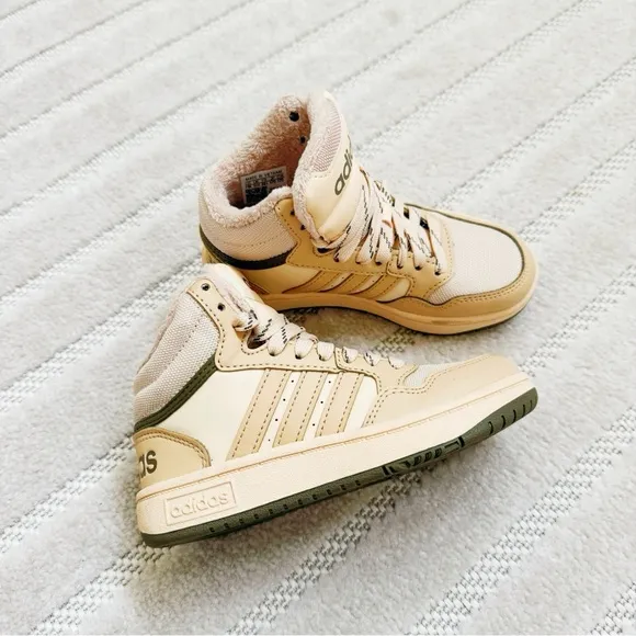 Adidas Hoop Mid 3.0 Beige and Olive Sneakers