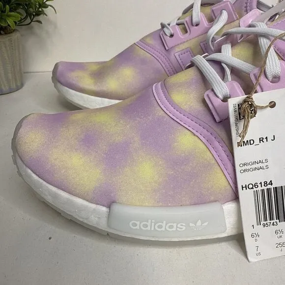 ADIDAS HQ6184 NMD_R1‎ JR'S (Medium) Lilac/White/Lilac Mesh Running Shoes