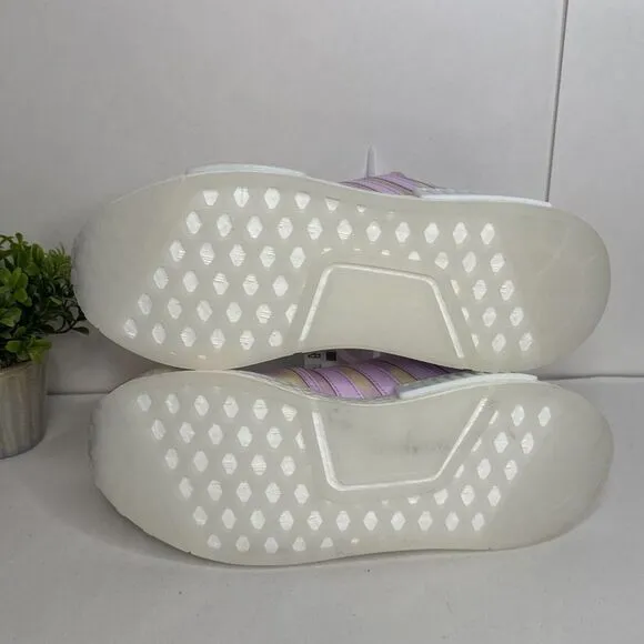 ADIDAS HQ6184 NMD_R1‎ JR'S (Medium) Lilac/White/Lilac Mesh Running Shoes