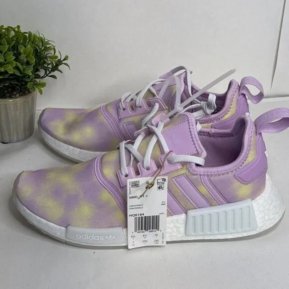 ADIDAS HQ6184 NMD_R1‎ JR'S (Medium) Lilac/White/Lilac Mesh Running Shoes