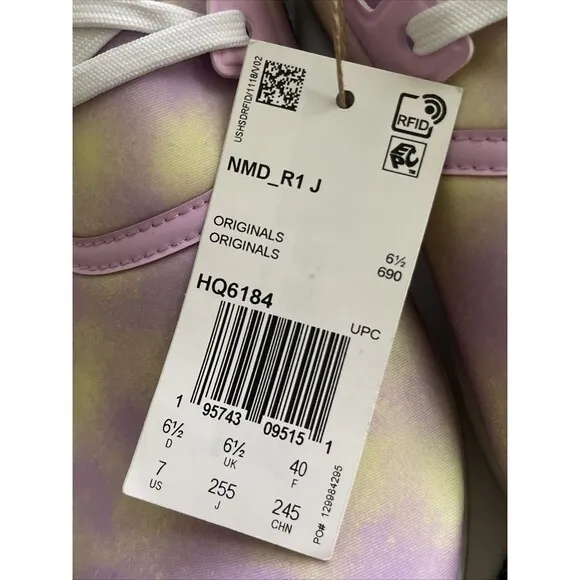 Adidas Kid’s NMD_R1 Running Shoes Size 7 Bliss Lilac White Sneakers NEW- HQ6184