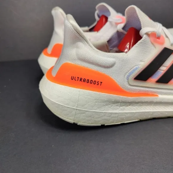ADIDAS Men's Ultraboost Light Running Shoes White Orange Knit Running Sneaker 11