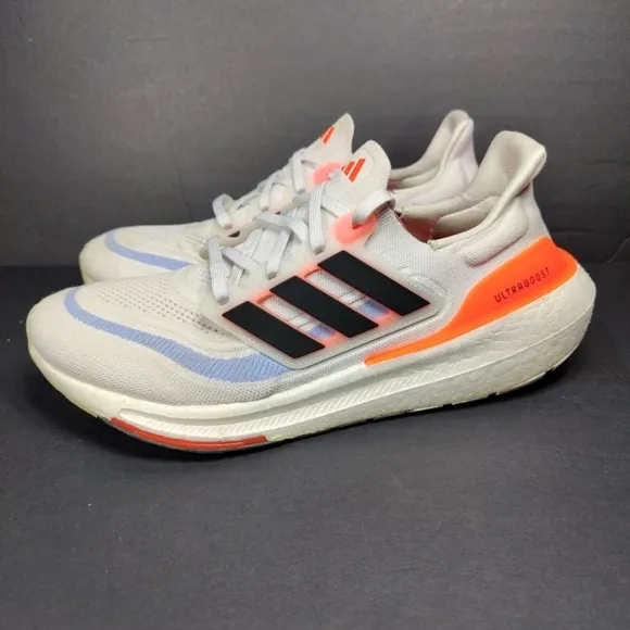 ADIDAS Men's Ultraboost Light Running Shoes White Orange Knit Running Sneaker 11