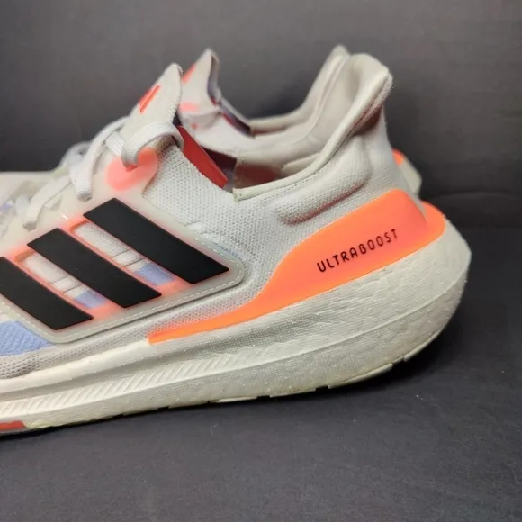 ADIDAS Men's Ultraboost Light Running Shoes White Orange Knit Running Sneaker 11