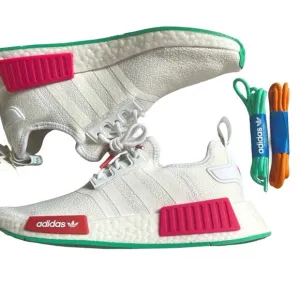 Adidas NMD_R1 Women’s Shoes White Pink Green GZ4964 Size 7.5   Extra Laces