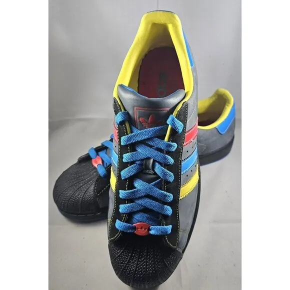 Adidas Original Superstar 2 II CB Grey Shell Rare  Sneakers With Yellow/Blue/Red