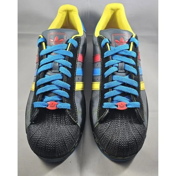 Adidas Original Superstar 2 II CB Grey Shell Rare  Sneakers With Yellow/Blue/Red