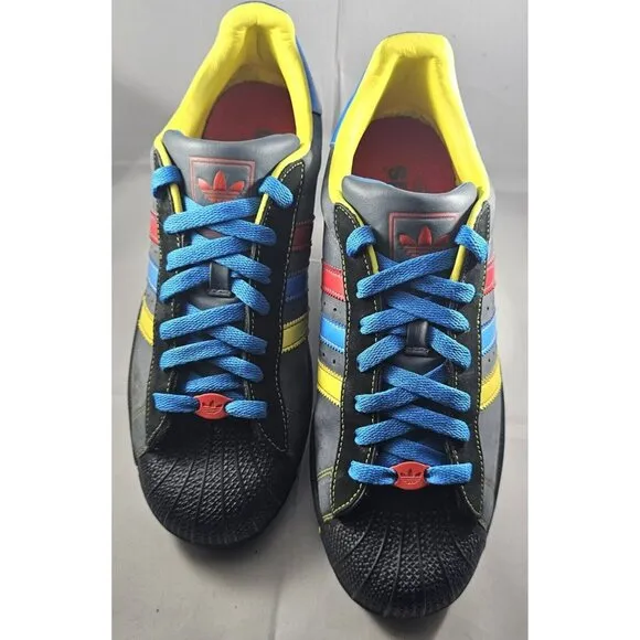 Adidas Original Superstar 2 II CB Grey Shell Rare  Sneakers With Yellow/Blue/Red