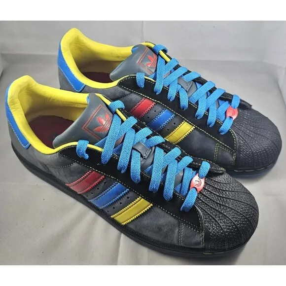 Adidas Original Superstar 2 II CB Grey Shell Rare  Sneakers With Yellow/Blue/Red