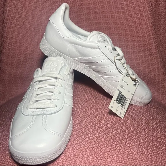 Adidas Originals Gazelle White Gold Mens 6.5/ women’s 7.5 Casual Shoes Leather