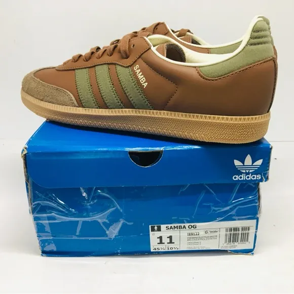 Adidas Samba OG Men’s Brown Olive Strata Leather Sneakers Size 11 M