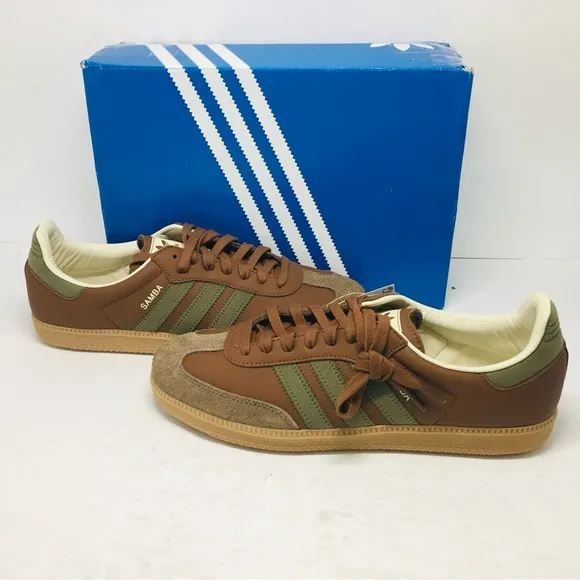 Adidas Samba OG Men’s Brown Olive Strata Leather Sneakers Size 11 M
