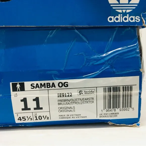 Adidas Samba OG Men’s Brown Olive Strata Leather Sneakers Size 11 M