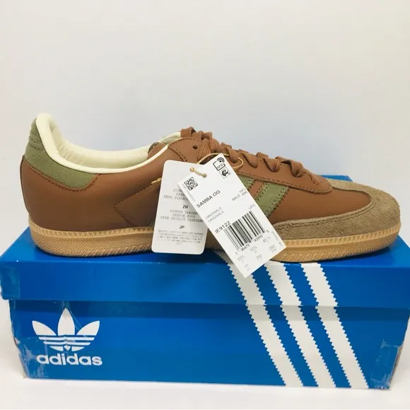 Adidas Samba OG Men’s Brown Olive Strata Leather Sneakers Size 11 M