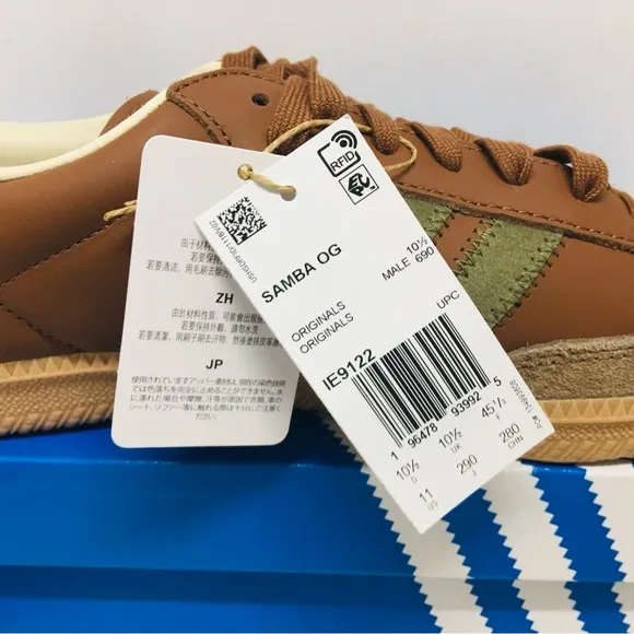Adidas Samba OG Men’s Brown Olive Strata Leather Sneakers Size 11 M