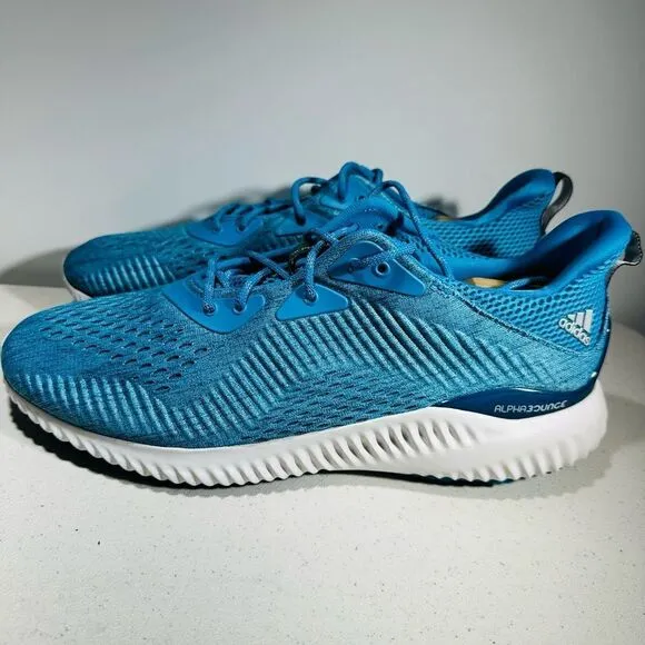 Adidas Shoes Mens 13Alphabounce EM Mesh Blue Knit Running Sneaker