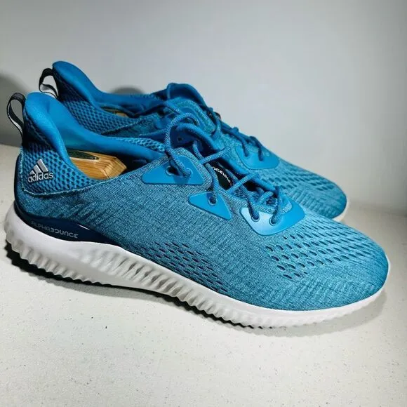 Adidas Shoes Mens 13Alphabounce EM Mesh Blue Knit Running Sneaker