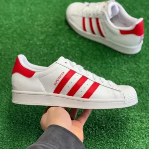 Adidas Superstar Low Mens Casual Shoes White Red IG9367 NEW Sz 8