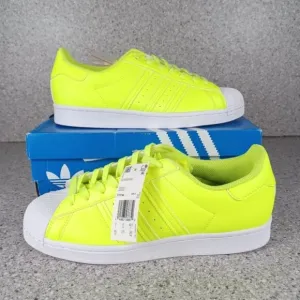 ADIDAS SUPERSTAR NEON SOLAR YELLOW MENS SNEAKERS SHOES SIZE 9.5