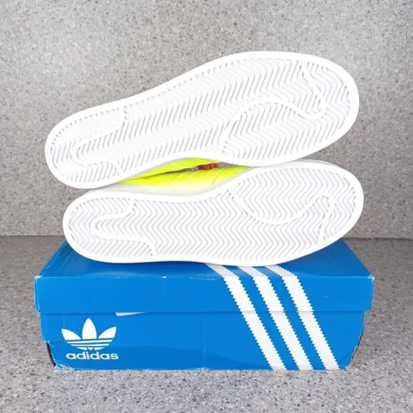 ADIDAS SUPERSTAR NEON SOLAR YELLOW MENS SNEAKERS SHOES SIZE 9.5