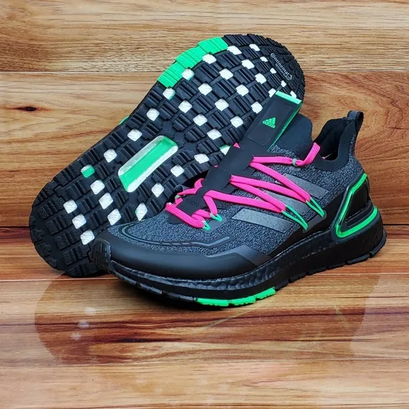 ADIDAS Ultra Boost 20 LAB Running Black Green Pink Shoes Men's Size 9 GZ7362