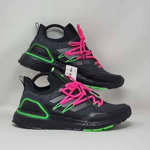 Adidas UltraBoost 20 Lab Black Metallic Lime Running Shoes Mens Sz 10 GZ7362 New