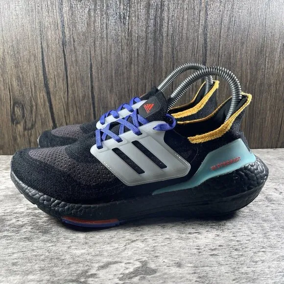 ADIDAS 'UltraBoost 21' Junior Black Pulse Aqua Running Shoes size 4.5