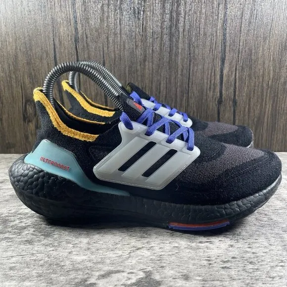 ADIDAS 'UltraBoost 21' Junior Black Pulse Aqua Running Shoes size 4.5