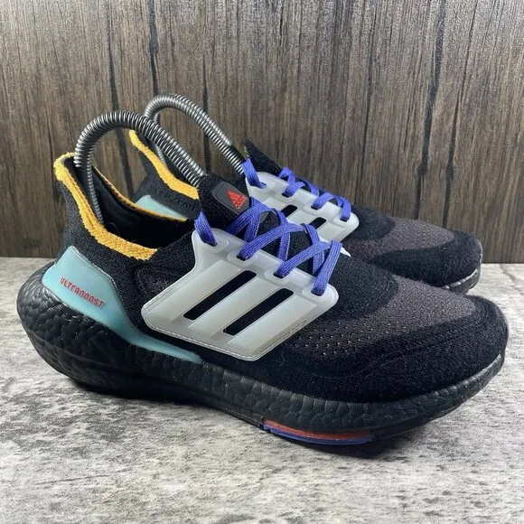 ADIDAS 'UltraBoost 21' Junior Black Pulse Aqua Running Shoes size 4.5