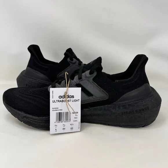 Adidas UltraBoost Light Running Shoes Triple Black Men’s Size 8