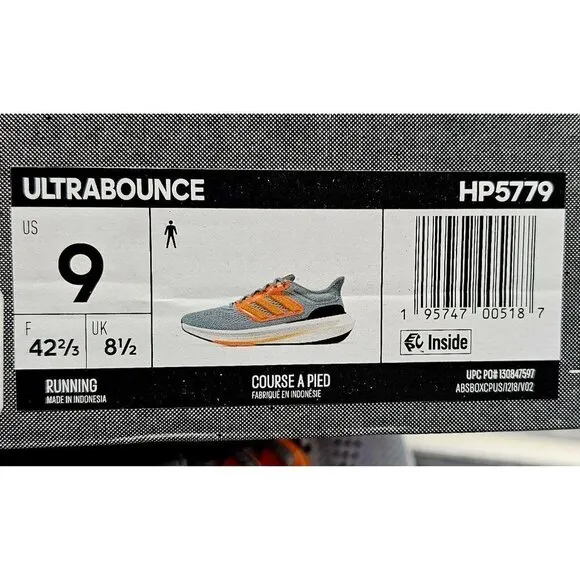 Adidas Ultrabounce Omr 42.0 Men's Gray Running Shoes Size 9
