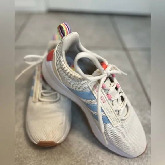 Adidas White and Rainbow RACER TR21 SHOES